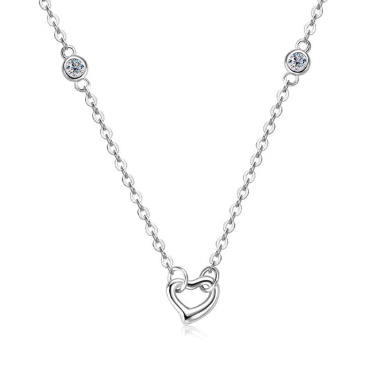 ASN Interlocking Heart Moissanite Station Necklace