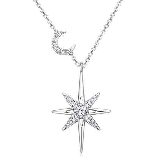 ASN Moissa ASN Luxurious Eight-Pointed Star Moissanite Necklace Silver 0.28ct