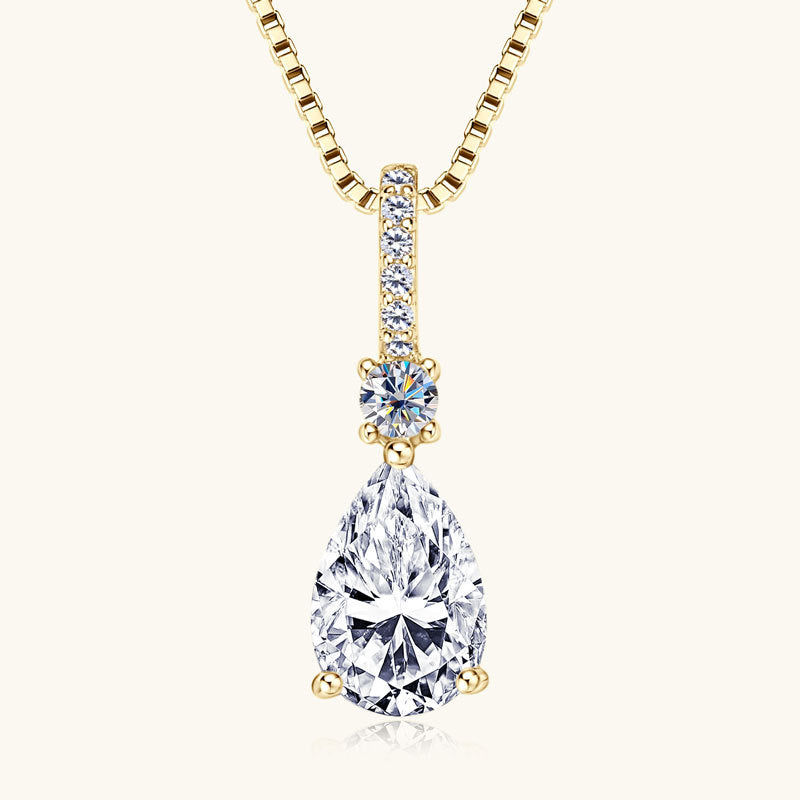 ASN Crystal Dewdrop Pear Moissanite Pendant - ASN Moissa
