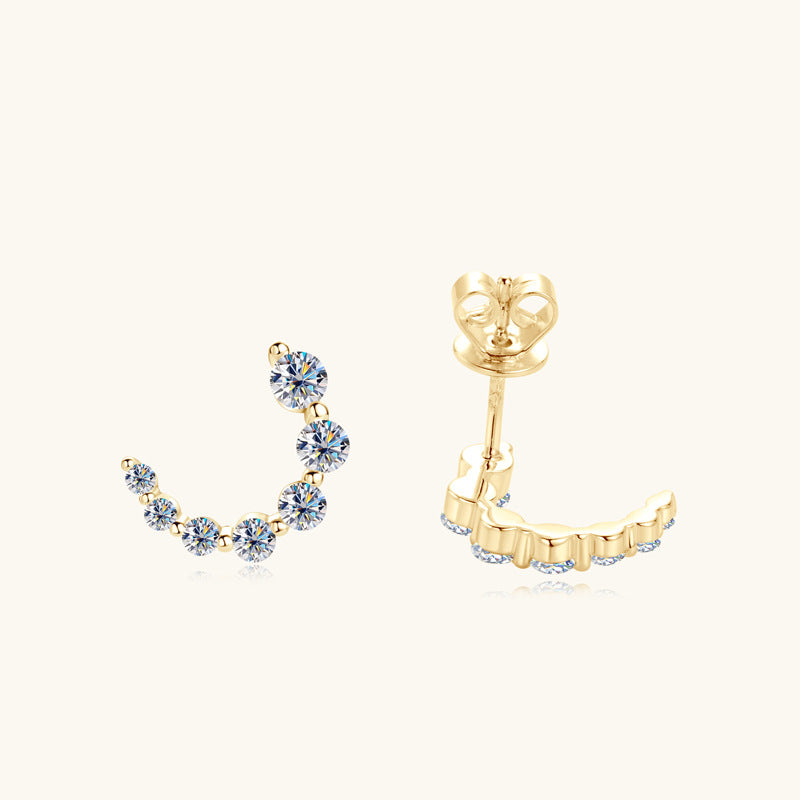 ASN Gradient C-Shaped Moissanite Stud Earrings - ASN Moissa