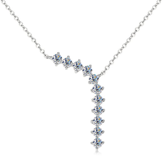 ASN Stardust Cascade Moissanite Y Necklace