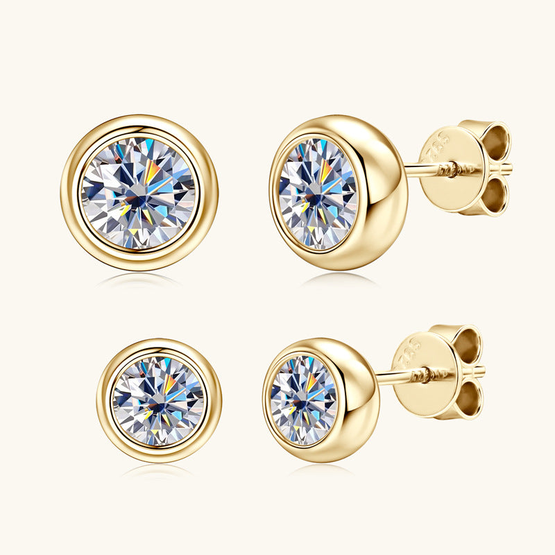 ASN Moissa ASN Bubble Moissanite Stud Earrings Gold 0.5ct+0.5ct (5mm)