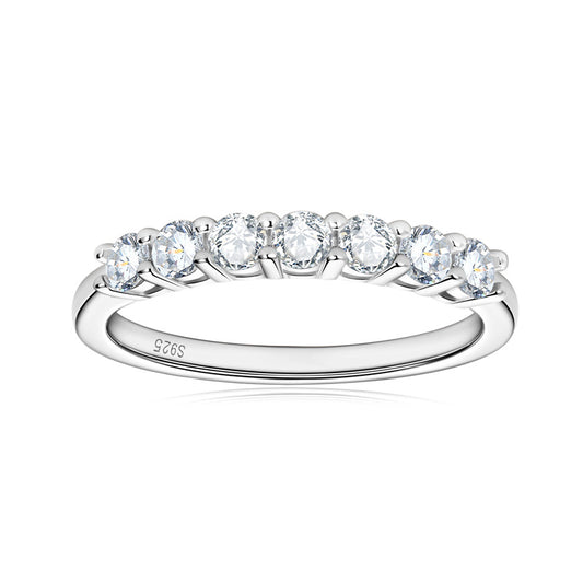 ASN Seven Gleam Pure Silver Moissanite Ring