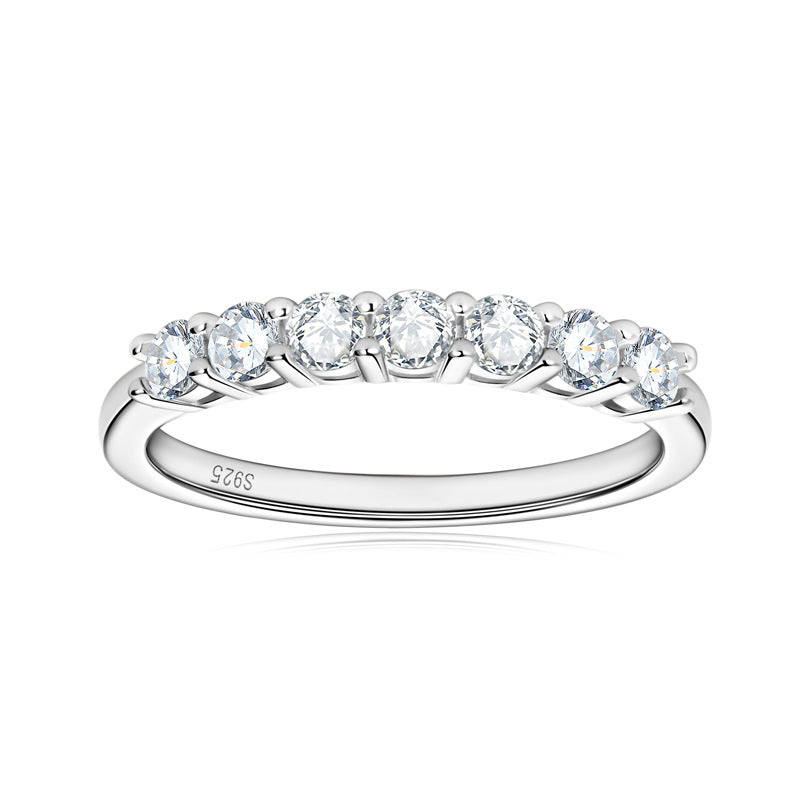 ASN Seven Gleam Pure Silver Moissanite Ring - ASN Moissa