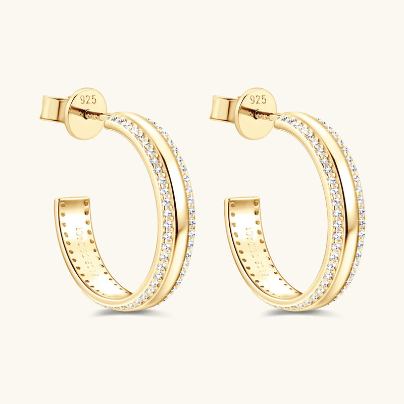 ASN Double Luxe Line Moissanite Hoop Earrings - ASN Moissa