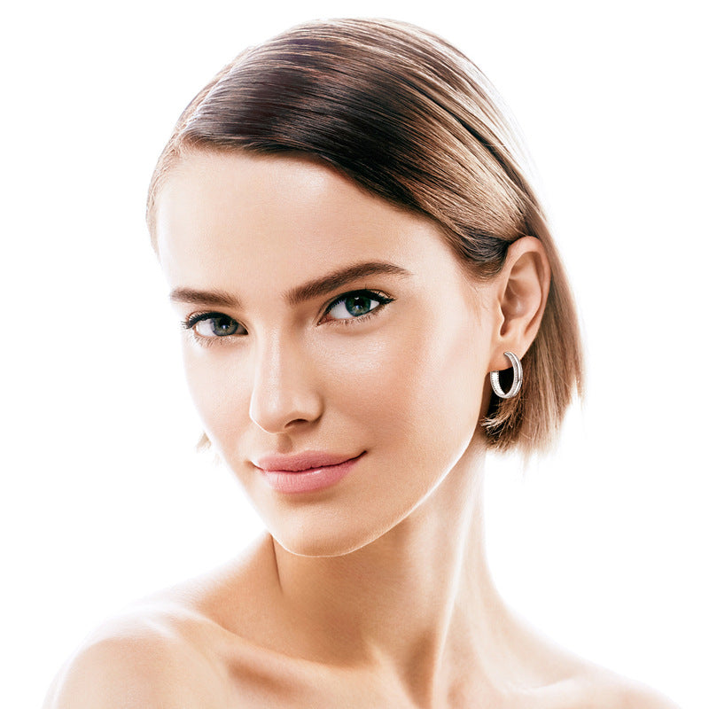 ASN Double Luxe Line Moissanite Hoop Earrings - ASN Moissa