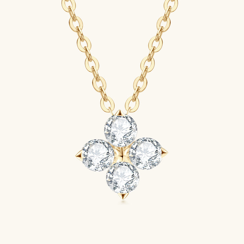ASN Moissa ASN Four-Leaf Clover Moissanite Necklace Gold 0.4ct