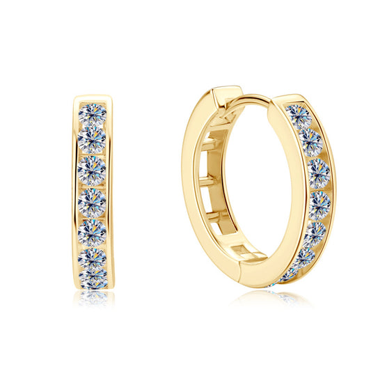 ASN Moissa ASN Dazzling Pave Hoop Moissanite Earrings Gold 0.48ct+0.48ct