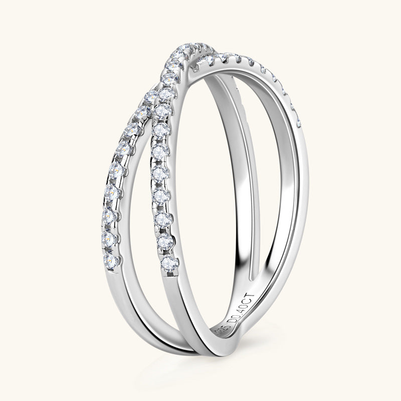ASN Moissa ASN Modern X-Shaped Moissanite Ring