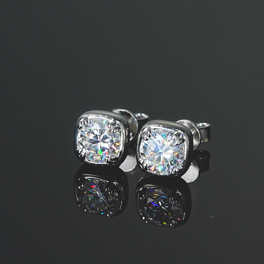 ASN Luxe Cushion Moissanite Stud Earrings