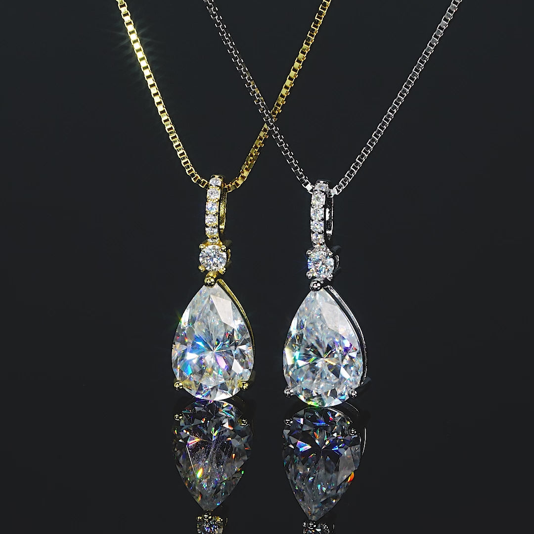 ASN Crystal Dewdrop Pear Moissanite Pendant