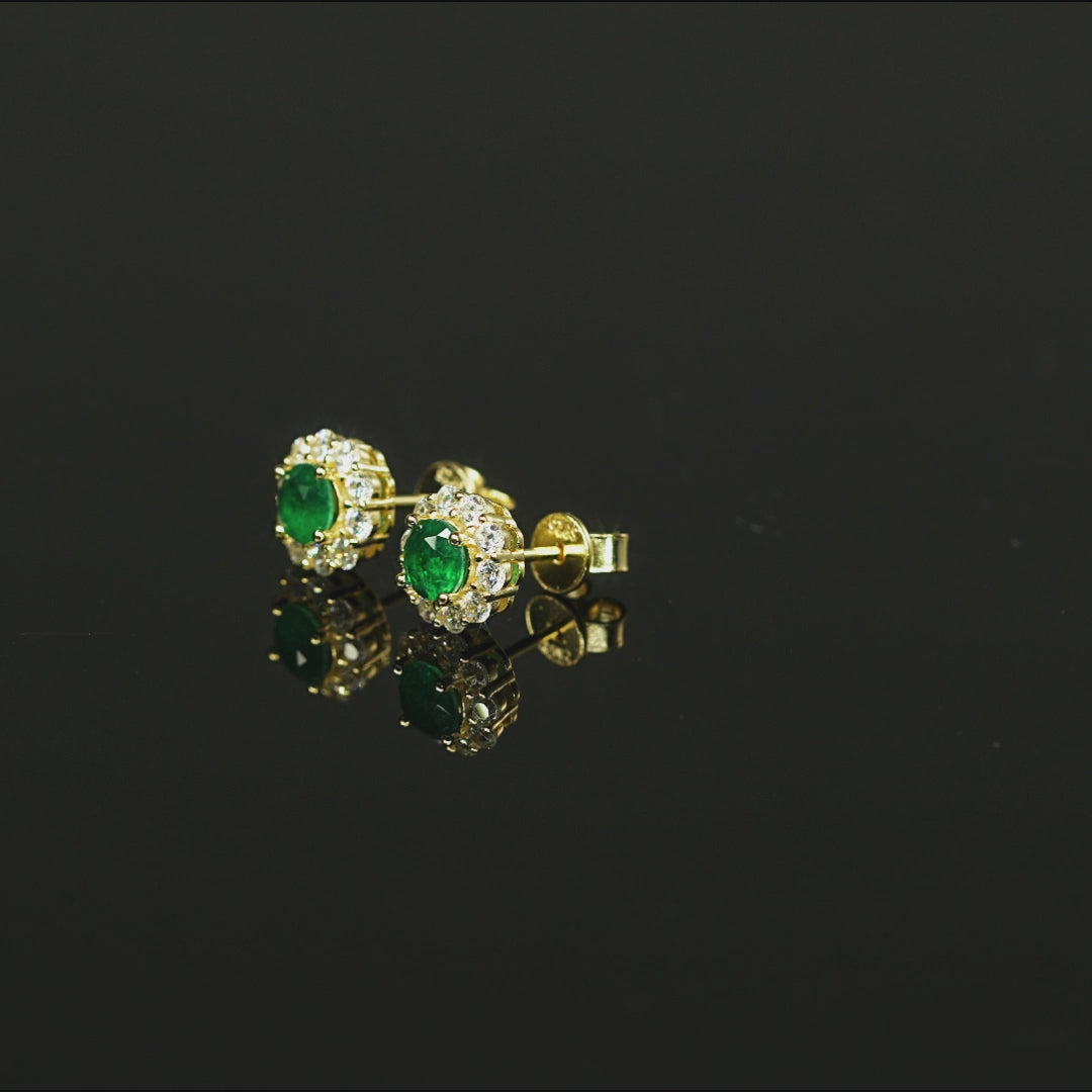 ASN Emerald Radiance Halo Studs