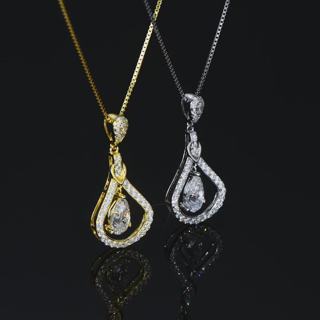 ASN Teardrop Symphony Moissanite Halo Pendant