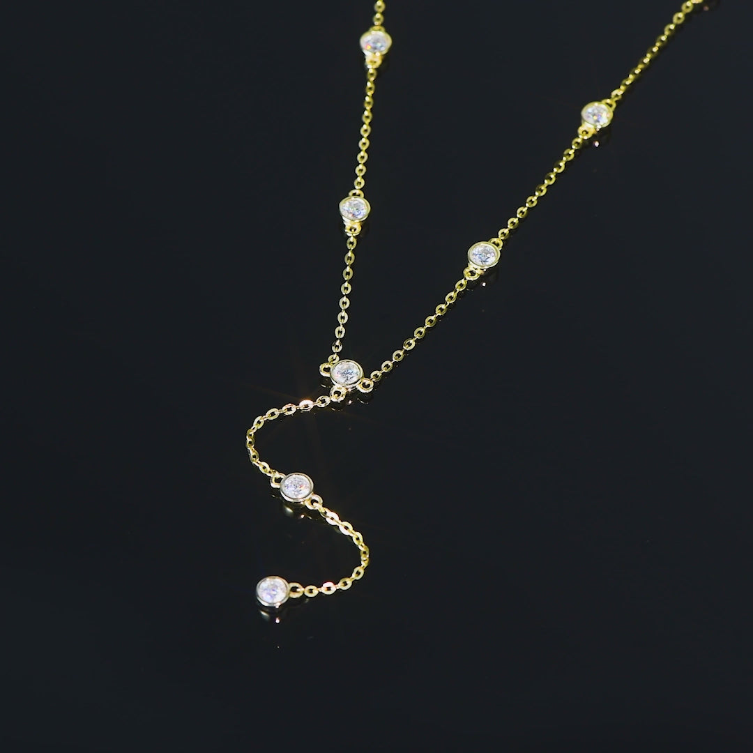 ASN Dazzle Line Moissanite Y Necklace