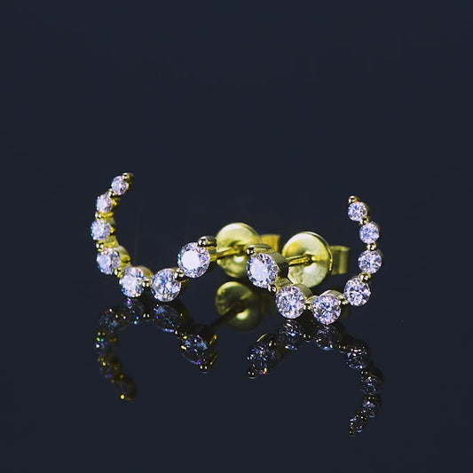 ASN Gradient C-Shaped Moissanite Stud Earrings
