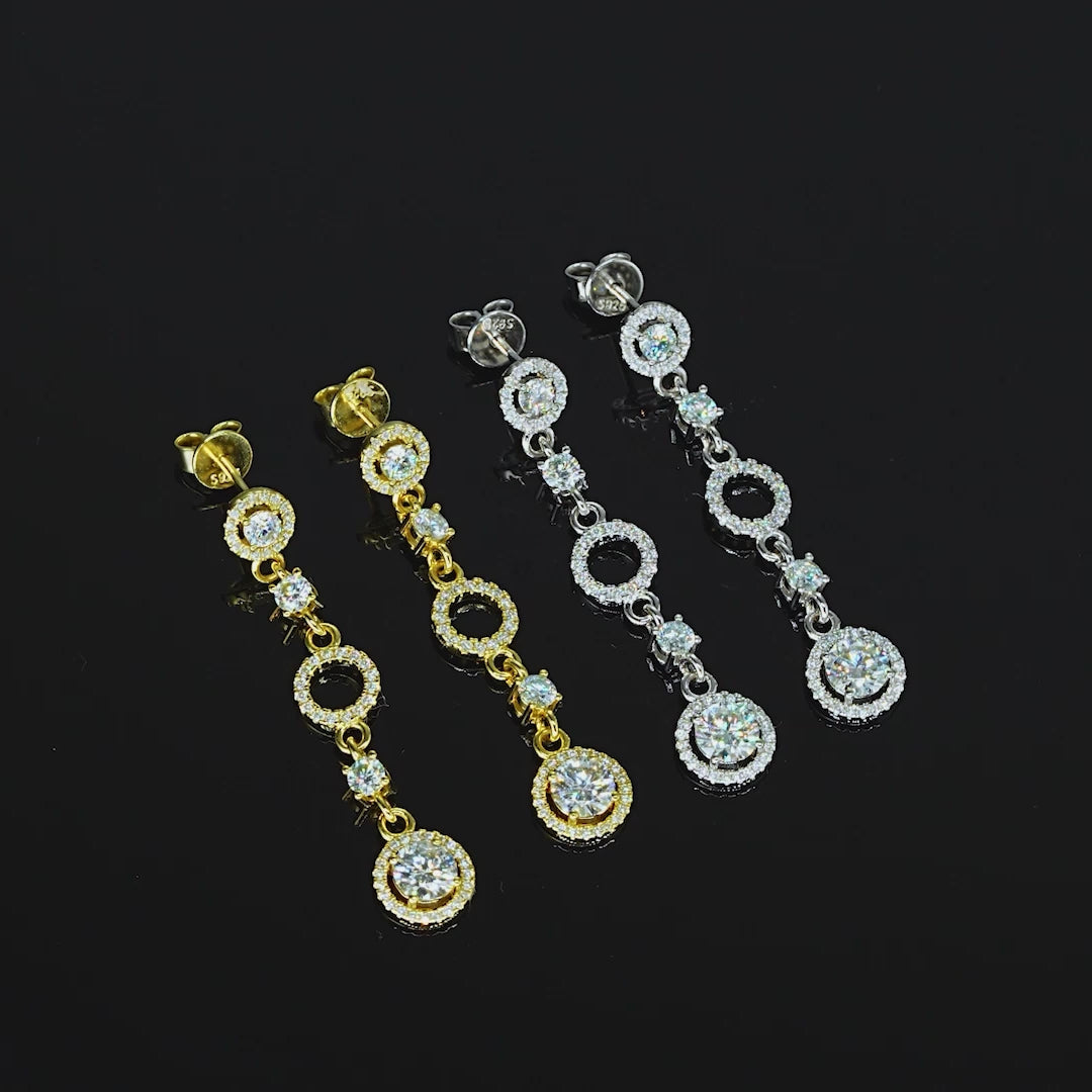 ASN Aurora Orbit Moissanite Halo Drop Earrings