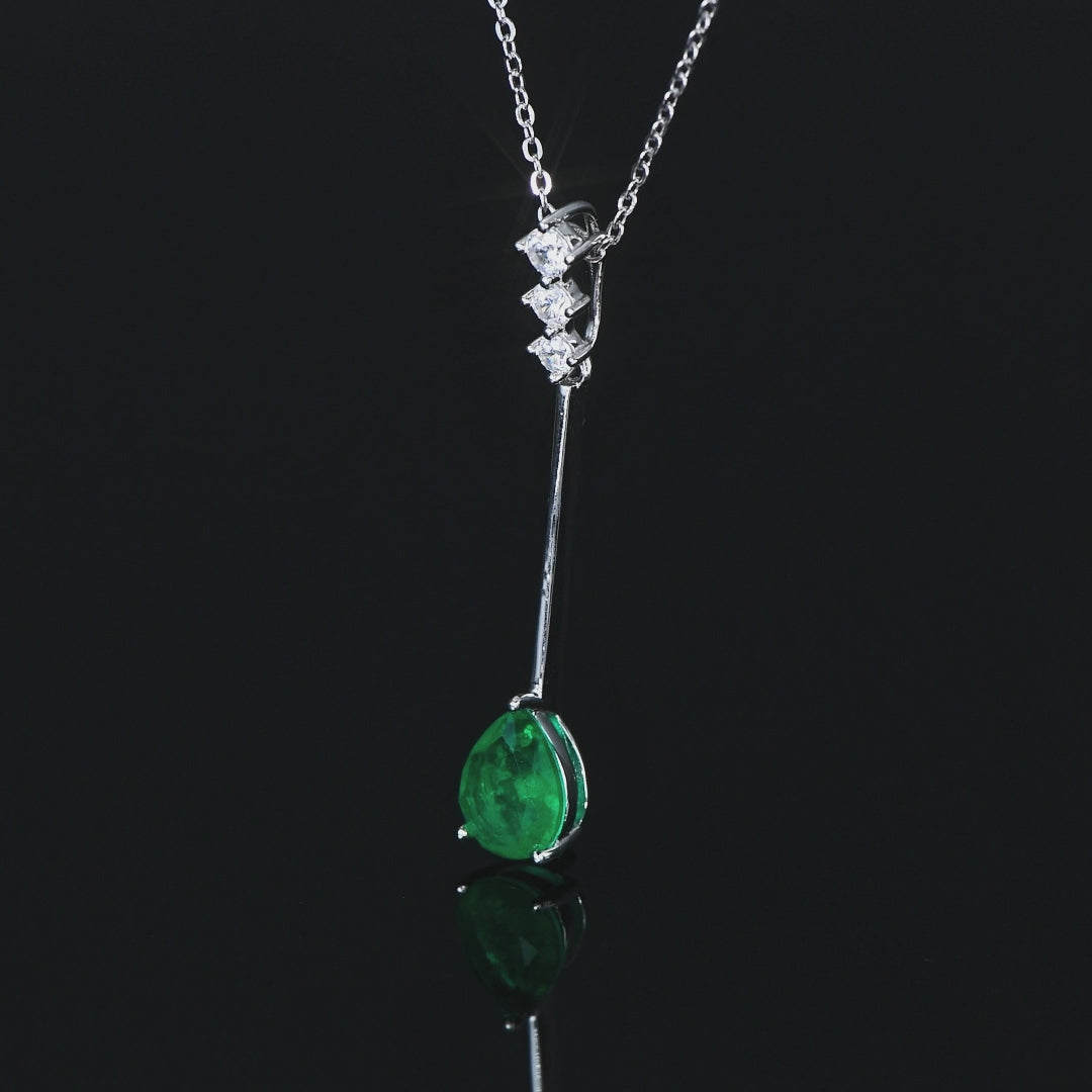 ASN Emerald Drop Linear Pendant Necklace