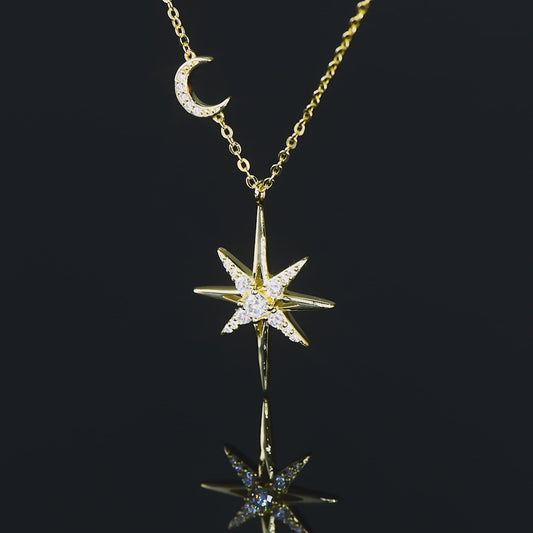 ASN Luxurious Eight-Pointed Star Moissanite Necklace