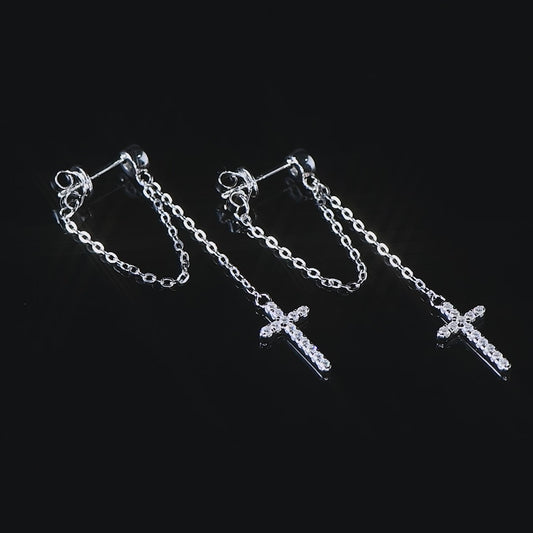 ASN Faith & Shine Moissanite Cross Chain Earrings