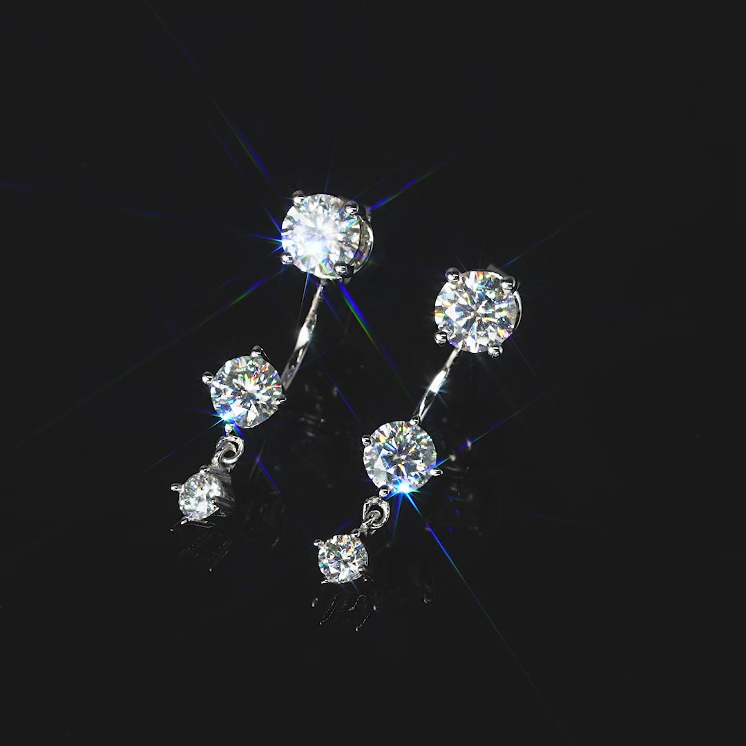 ASN Celestial Arc Moissanite Triple Drop Earrings