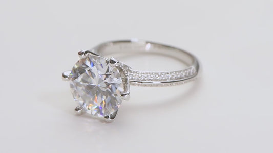 ASN Imperial Grace 5-Carat Moissanite Half-Pave Solitaire Ring