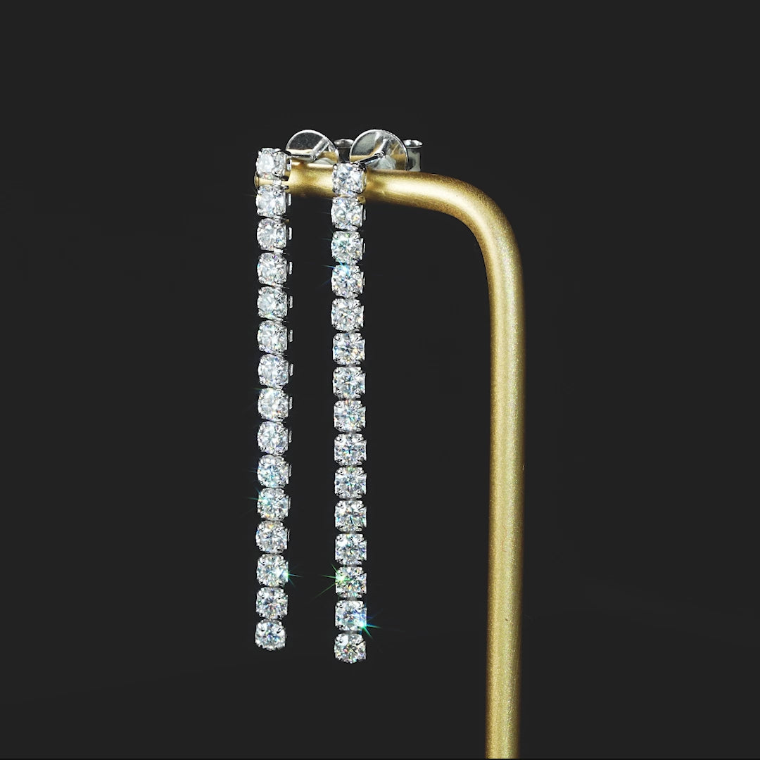 ASN Starlit Cascade Moissanite Tennis Drop Earrings