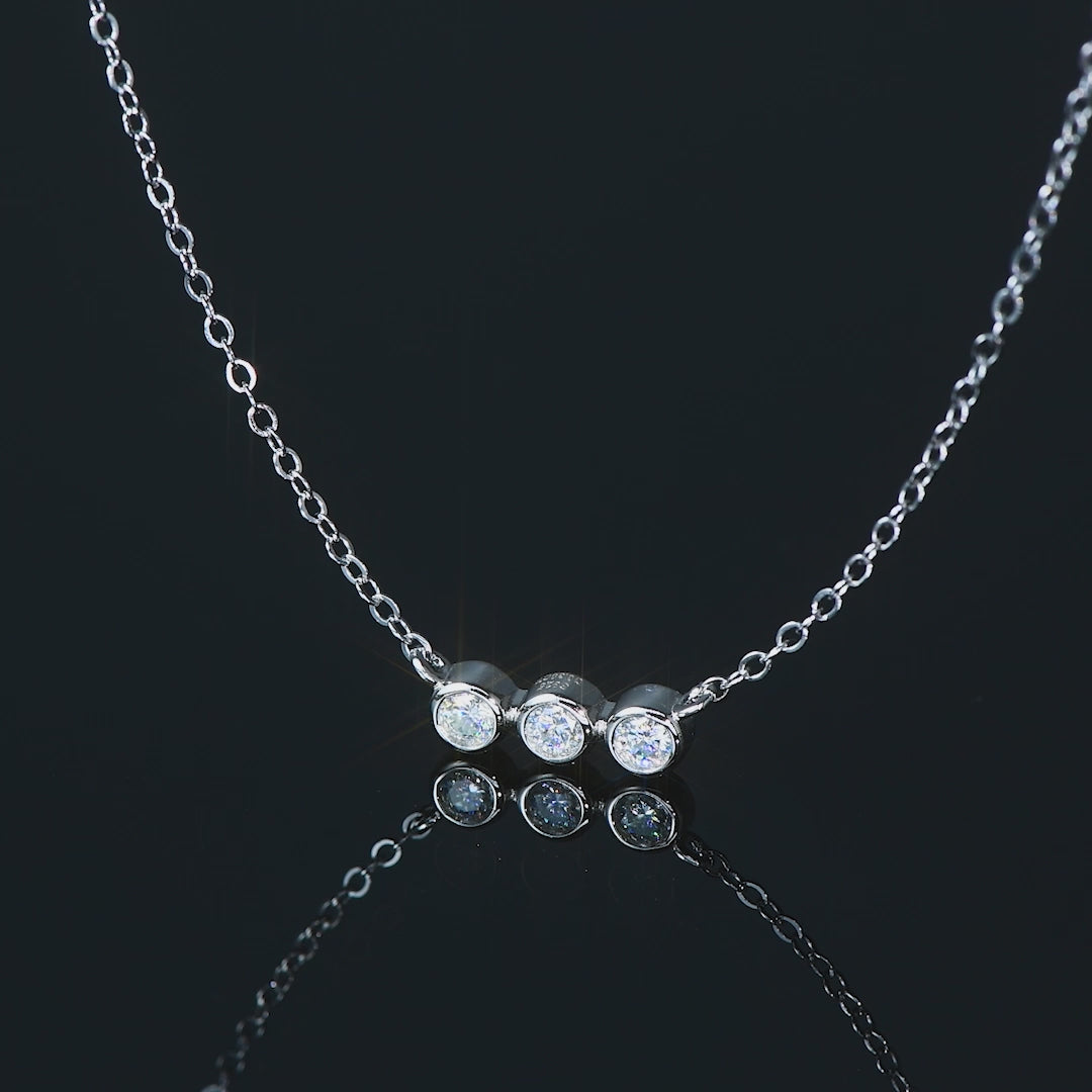 ASN Trilogy Moissanite Bezel Bar Necklace
