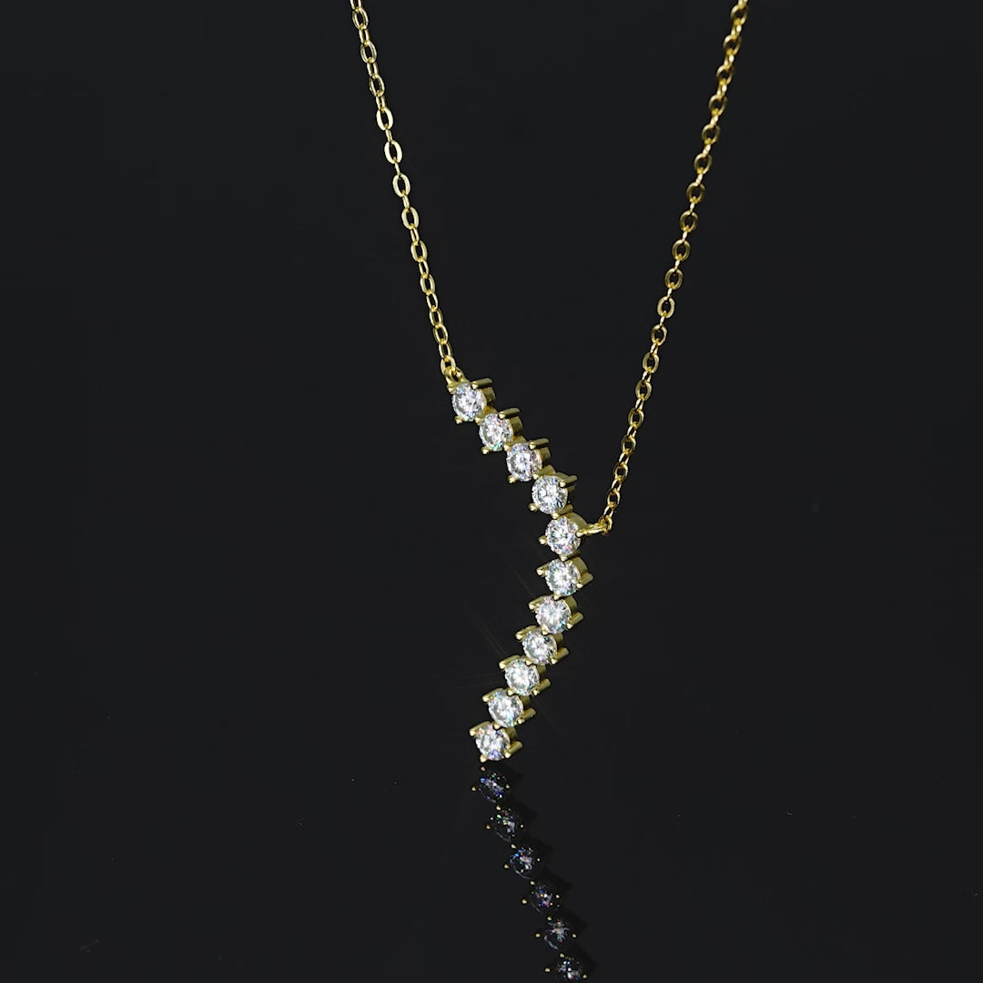 ASN Stardust Cascade Moissanite Y Necklace