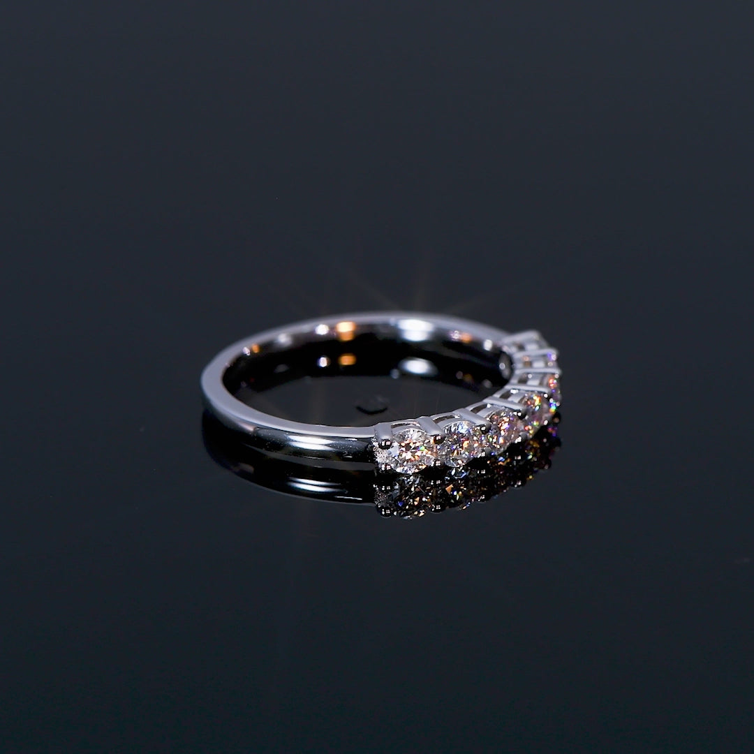 ASN Seven Gleam Pure Silver Moissanite Ring