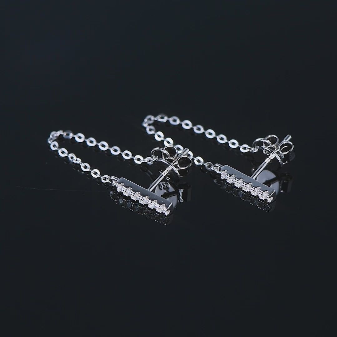 ASN Chic Link Moissanite Bar Chain Earrings