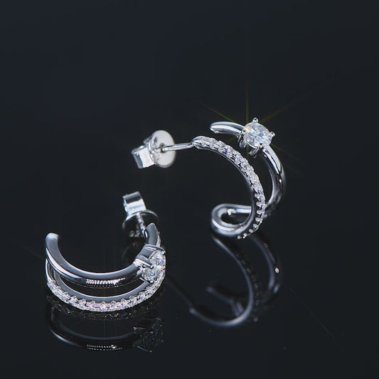 ASN Korean-Style Moissanite Hoop Stud Earrings