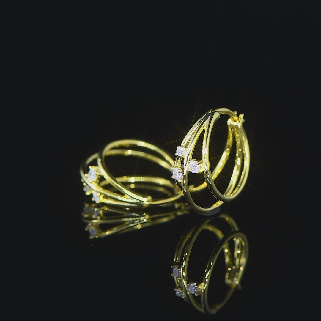 Boucles d'oreilles ASN Triple Hoop Design Moissanite