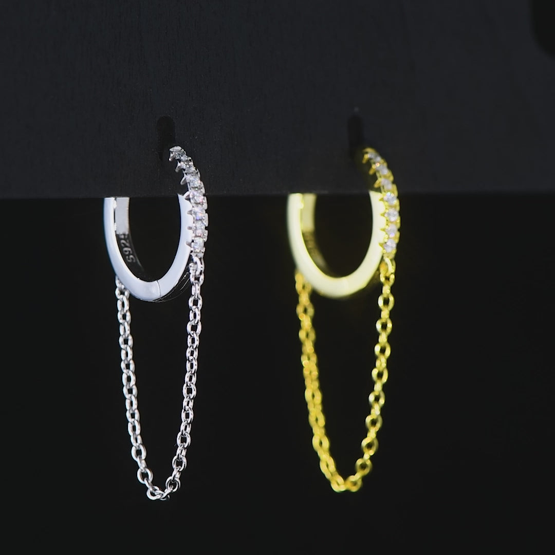 ASN Dusk Loop Moissanite Pavé Chain Huggies