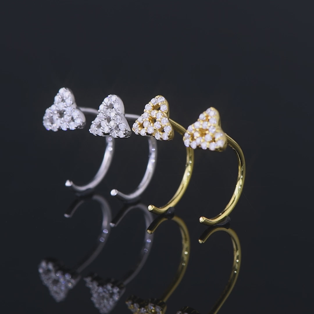 ASN Korean Shimmer Clover Moissanite Hoop Earrings