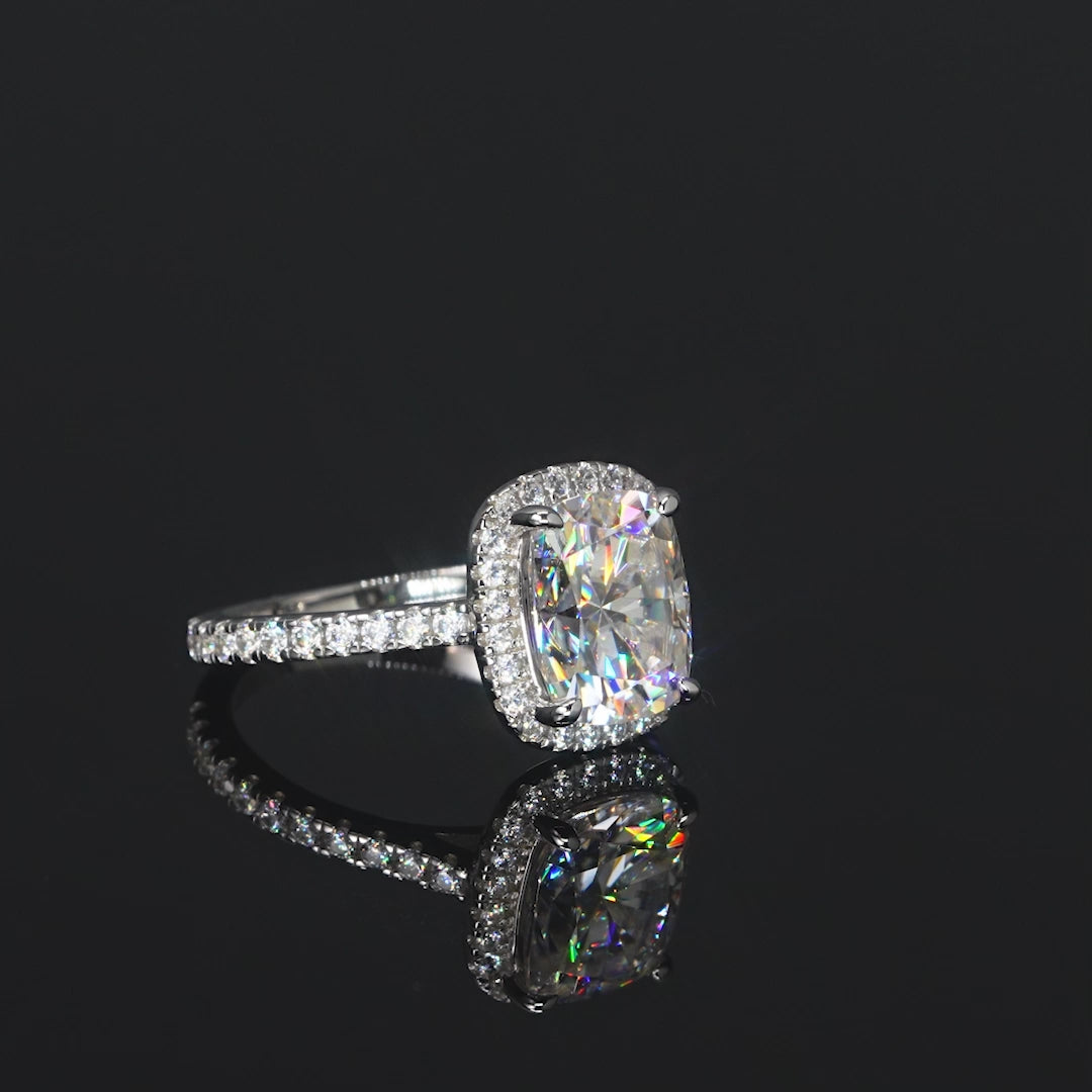 ASN Eternal Radiance 4 Carat Cushion Halo Moissanite Ring